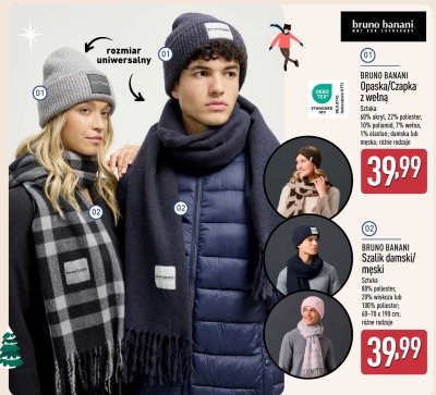 Opaska/Czapka z wełną BRUNO BANANI promocja w Aldi