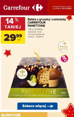 Babka z gruszką i czekoladą Carrefour Panettone promocja w Carrefour