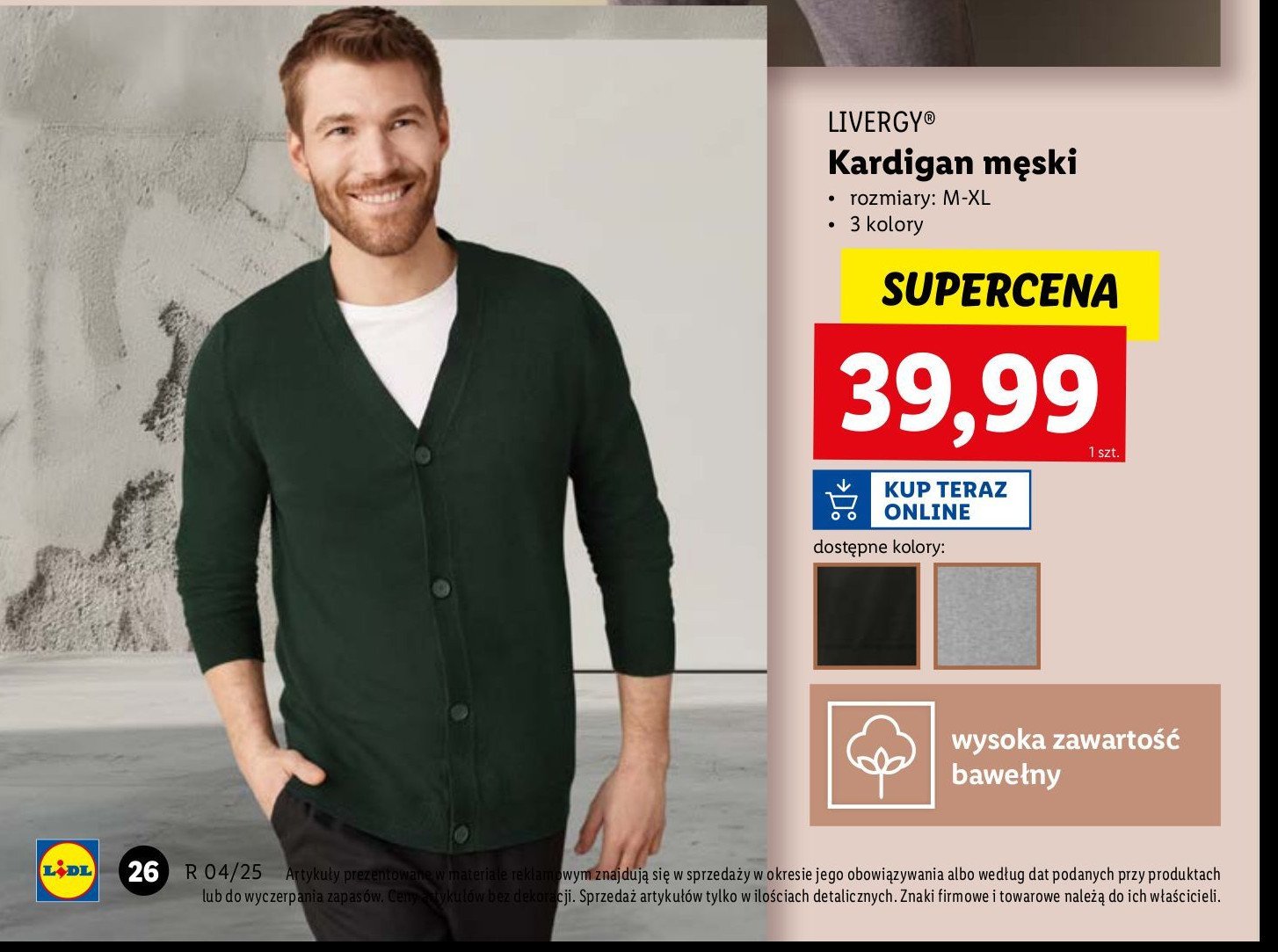 Kardigan męski m-xl Livergy promocja