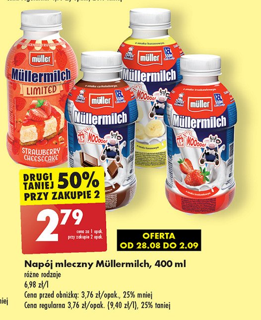 Nap贸j mleczny strawberry cheesecake Mullermilch limited promocja