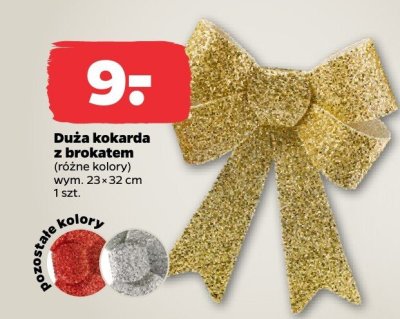 Duża kokarda z brokatem, różne kolory promocja w Netto