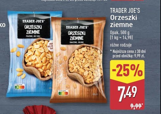 Orzeszki ziemne bez soli Trader joe's promocja