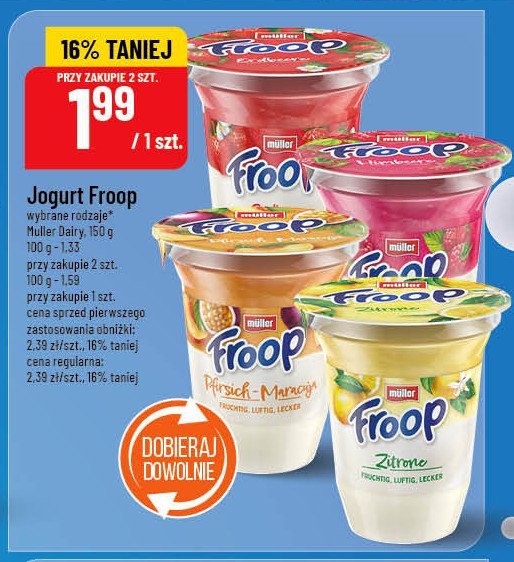Jogurt truskawka Muller froop promocja