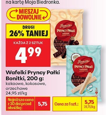 Wafelki Pryncypałki kakaowe, kokosowe, orzechowe promocja w Biedronka