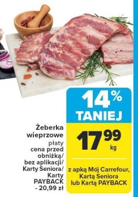 Żeberka wieprzowe płaty promocja w Carrefour Market