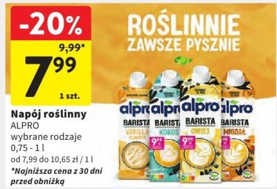 Napój roślinny Alpro Barista wybrane rodzaje promocja w Intermarche