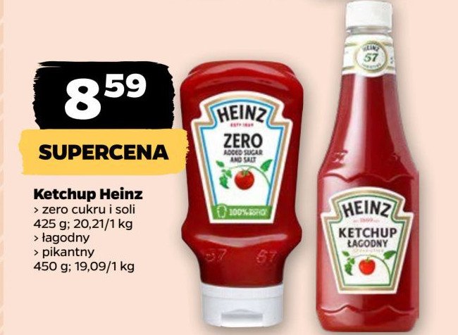 Ketchup 50% mniej cukru Heinz promocja w Netto