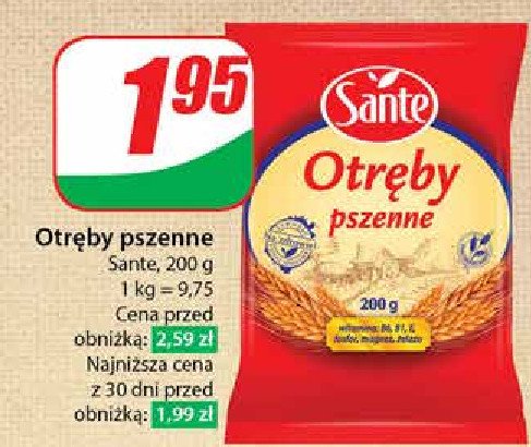 Otręby pszenne Sante promocja w Dino