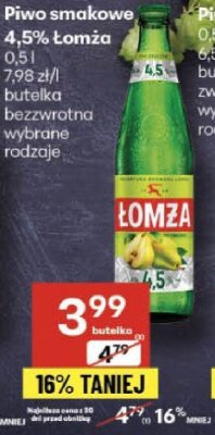 Piwo smakowe Łomża 4,5% butelka beZwrotna wybrane rodzaje 0,5l promocja w Delikatesy Centrum