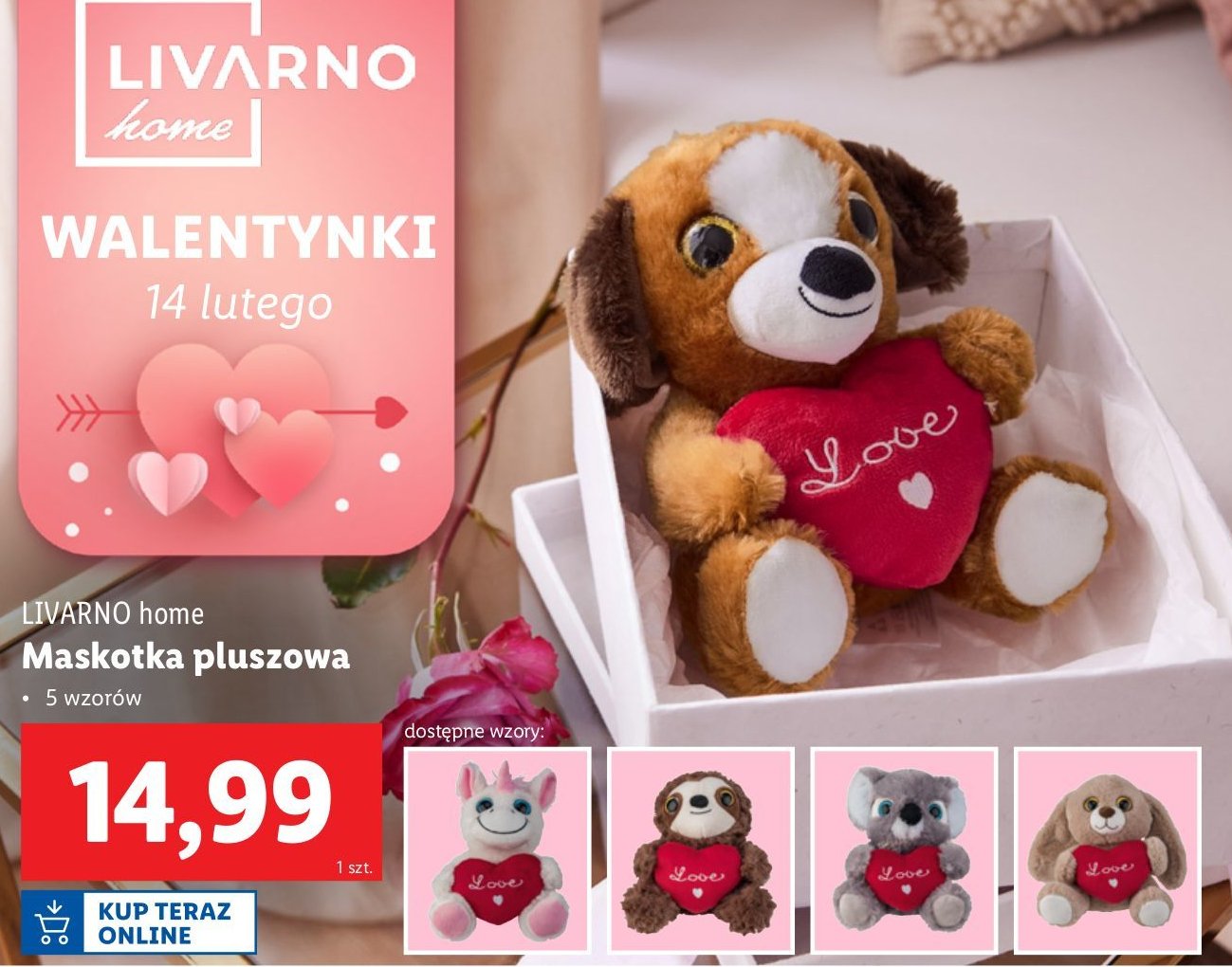 Maskotka walentynkowa LIVARNO HOME promocja