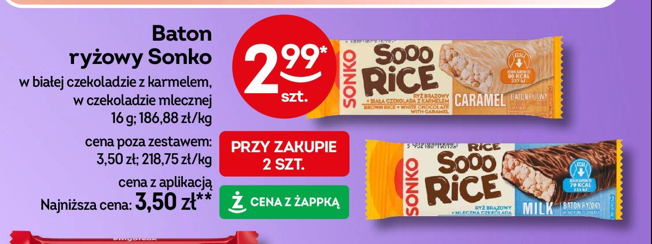 Baton ryżowy caramel SONKO SOOO RICE promocja w Żabka