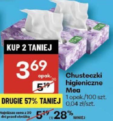 Chusteczki higieniczne Mea promocja w Delikatesy Centrum
