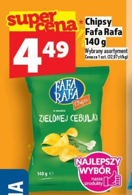 Chipsy Fafa Rafa Zielone Cebulki 140g promocja w TOPAZ