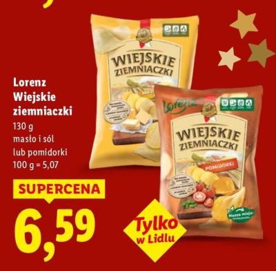 Chipsy Lorenz Wiejskie ziemniaczki masło i sól lub pomidorki promocja w Lidl