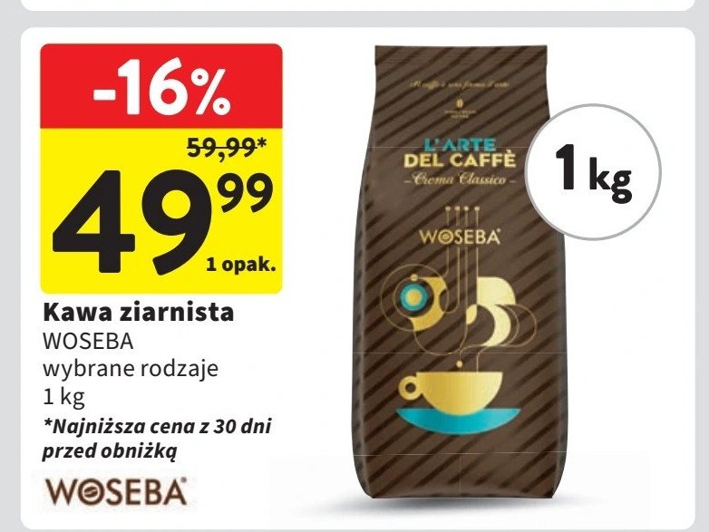 Kawa crema classico Woseba l'arte del caffe promocja