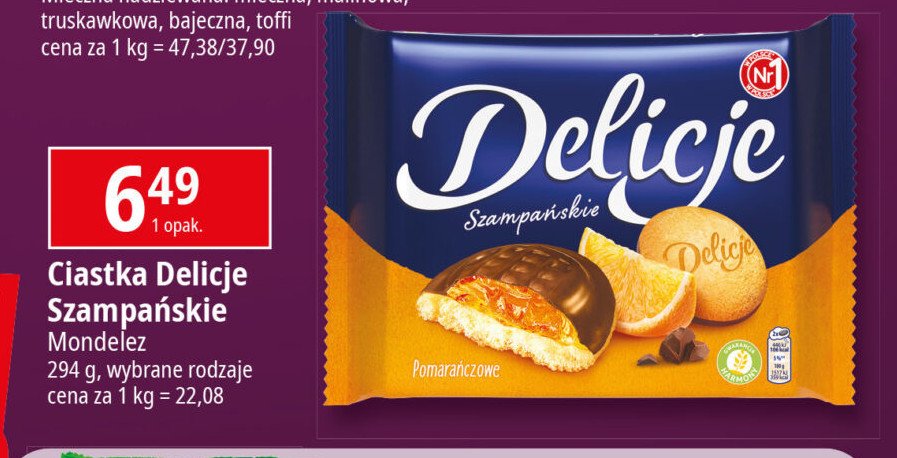 Delicje szampańskie - ciastka z galaretką pomarańczową promocja w Leclerc