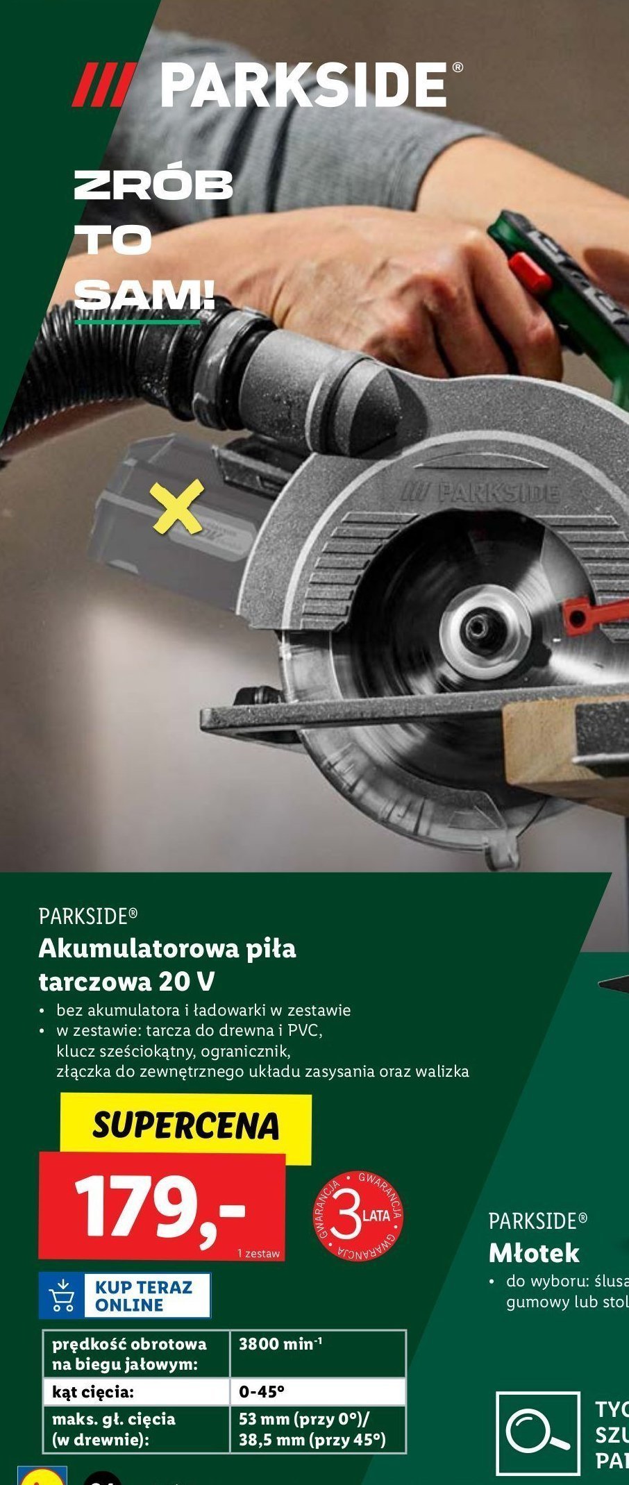 Piła tarczowa 20 v Parkside promocja