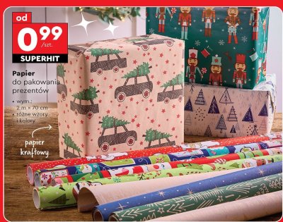 Papier do pakowania prezentów 2m x 70cm promocja w Biedronka