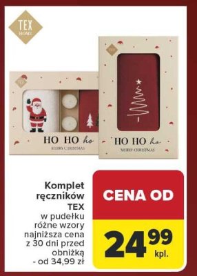 Komplet ręczników TEX w pudełku różne wzory najniższa cena z 30 dni przed obniżką - od 34,99 zł promocja w Carrefour