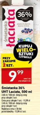 Śmietanka 36% UHT Łaciata, 500 ml promocja w Twój Market