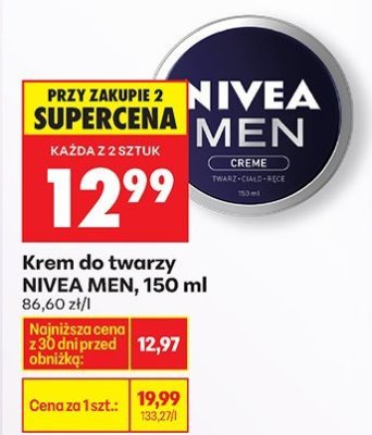 Krem do twarzy NIVEA MEN, 150 ml promocja w Biedronka