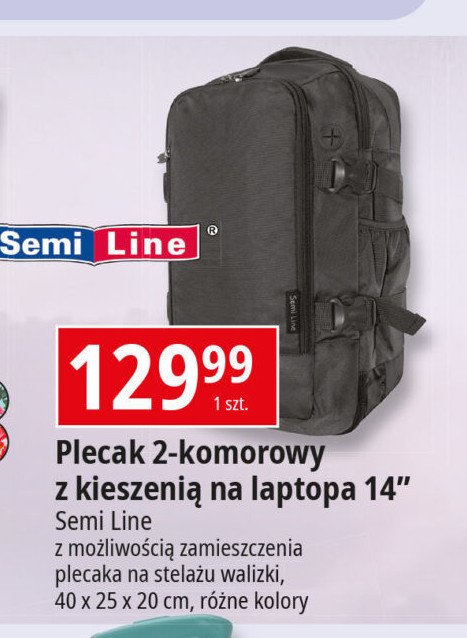 Plecak 2 komorowy z kieszeni膮 na laptopa 14" Semi line promocja