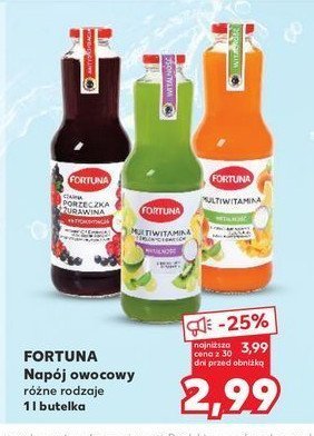 Napój czarna porzeczka żurawina Fortuna promocja