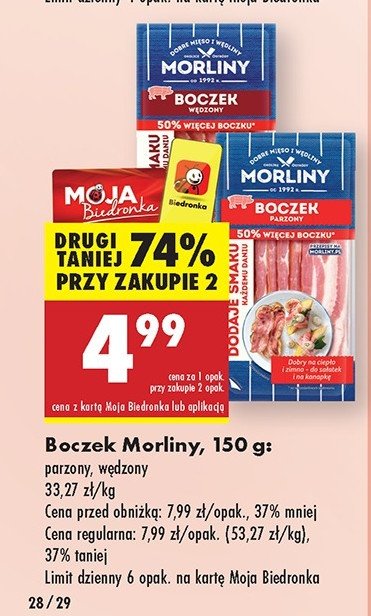 Boczek parzony Morliny promocja w Biedronka