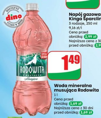 Woda mineralna musująca Rodowita promocja w Dino