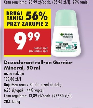 Dezodorant fresh aloe Garnier mineral invisible protection promocja