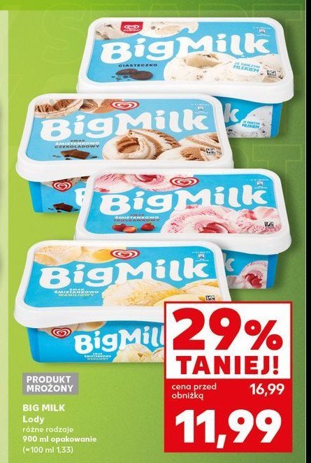 Lody truskawka Algida big milk promocja