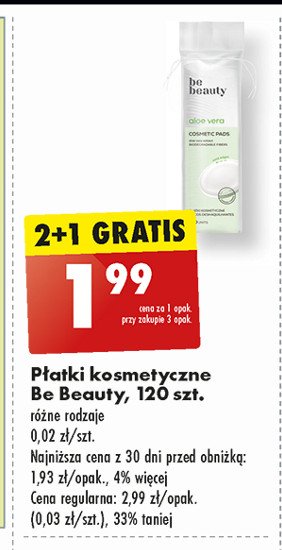 Płatki kosmetyczne z ekstraktem z aloesu Be beauty Be beauty care promocja