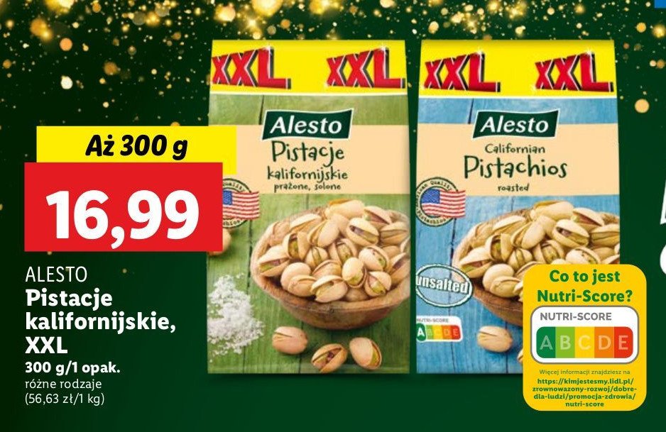 Pistacje niesolone Alesto promocja w Lidl