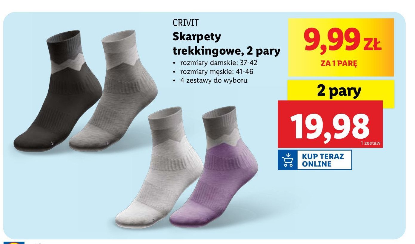 Skarpety trekkingowe męskie 41-46 Crivit promocja