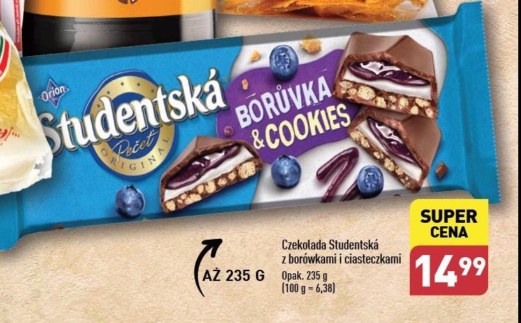 Czekolada boruvka & cookies Orion studentska Nestle orion promocja