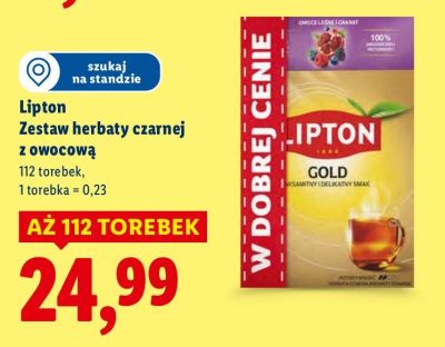 Herbata czarna z owocowa Lipton, zestaw promocja w Lidl