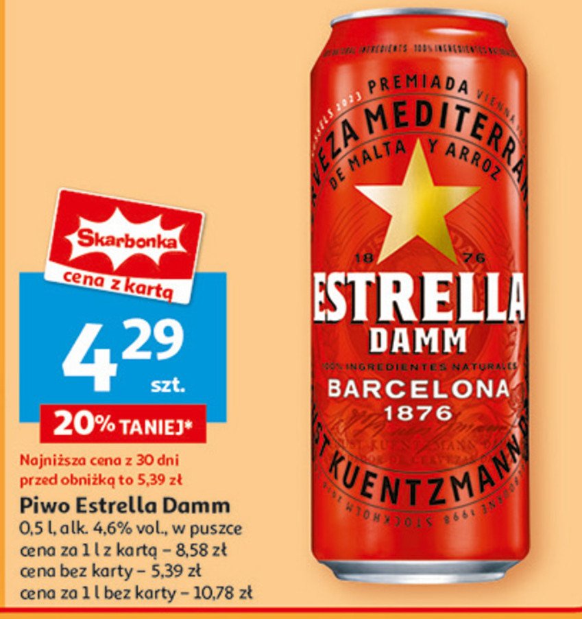 Piwo Estrella damm promocja w Auchan