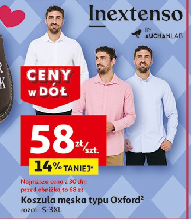 Koszula męska s-3xl Auchan inextenso promocja w Auchan