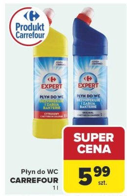 Płyn do WC CARREFOUR EXPERT cytrynowy z aktywnym chlorem promocja w Carrefour