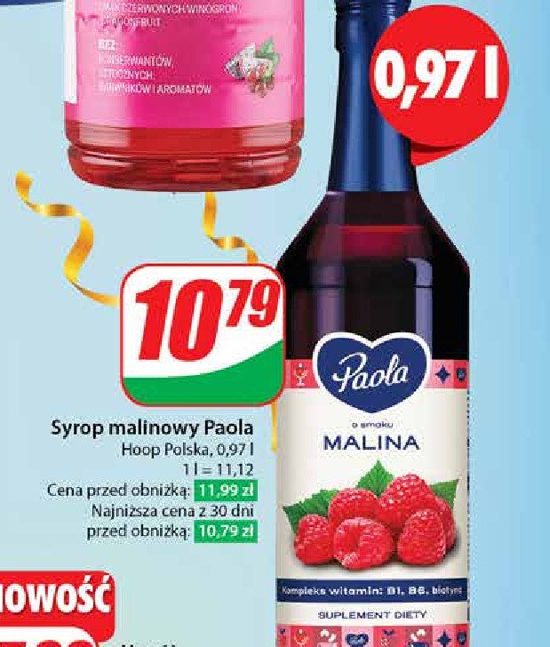 Syrop malina Paola promocja