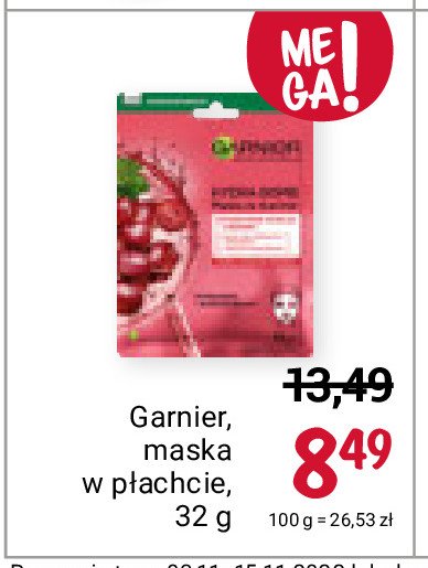 Maska hydra bomb Garnier skin naturals promocja