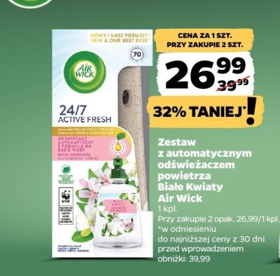 Zestaw aromatycznym odświeżaczem powietrza Białe Kwiaty Air Wick promocja w Netto