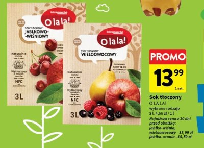 Sok tłoczony O LA LA! wybrane rodzaje promocja w Intermarche