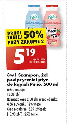 Szampon żel i płyn do kąpieli radosna truskawka Pinio promocja