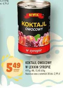 Koktajl owocowy w lekkim syropie M&k promocja