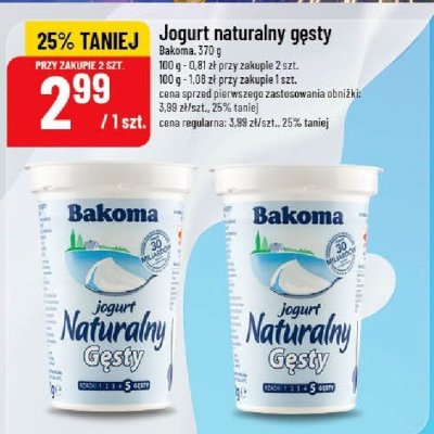 Jogurt naturalny gęsty Bakoma promocja w POLOmarket