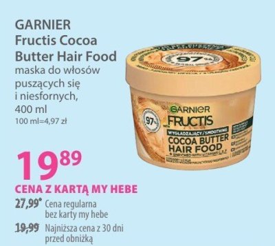 Maska do włosów Fructis Cocoa Butter Hair Food promocja w Hebe