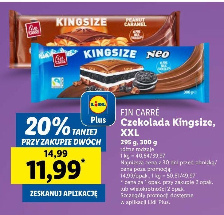 Czekolada kingsize neo Fin carre promocja w Lidl