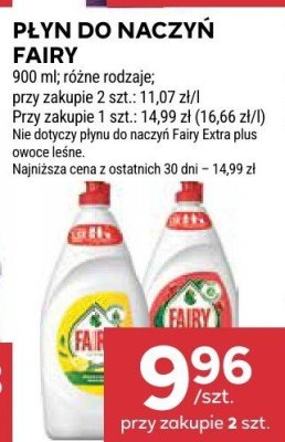 Płyn do naczyń Fairy, różne rodzaje 2 szt.: 11,07 zł/l. 1 szt.: 14,99 zł (16,66 zł/l) promocja w Stokrotka