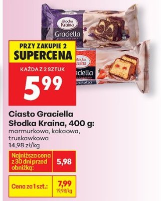 Ciasto Graciella marmurowa, kakaowa lub truskawkowa promocja w Biedronka